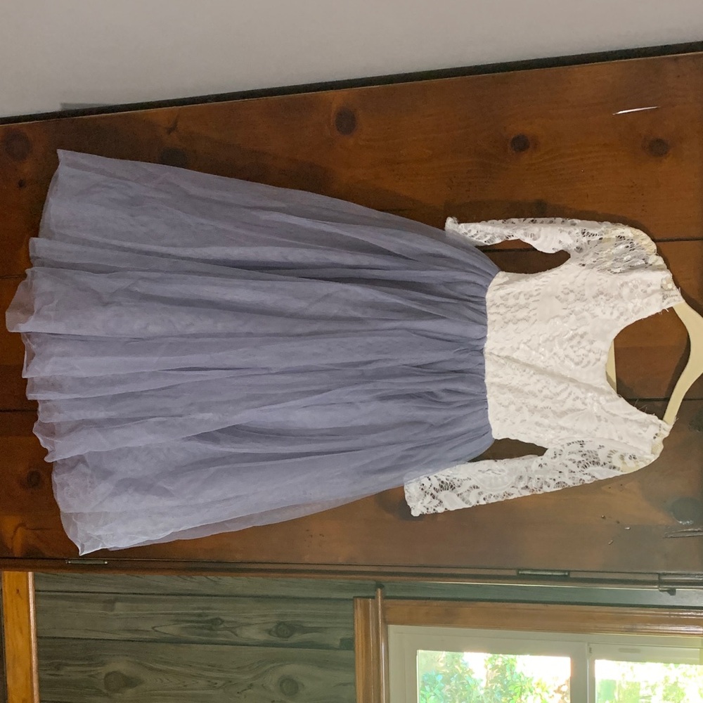 Source Unknown White and Lavender Kids Formal Dress